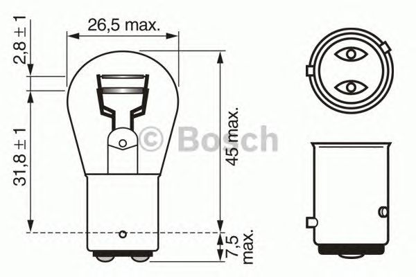 Bulb, brake-/taillight; Bulb, stop light; Bulb, rear fog light; Bulb, tail light; Bulb, fog-/taillight 1 987 302 215