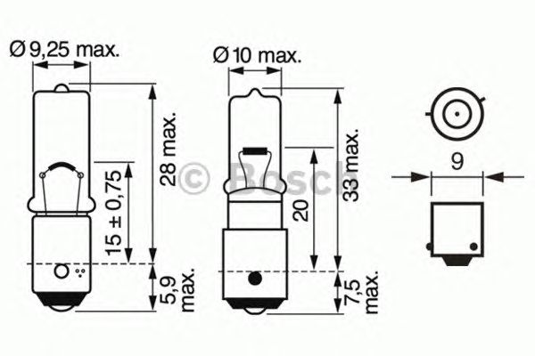 Bulb, brake-/taillight; Bulb, tail light; Bulb, park-/position light; Bulb, contour-/marker light 1 987 302 232