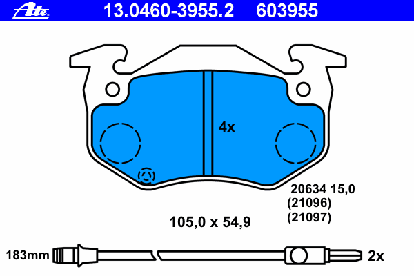 Brake Pad Set, disc brake 13.0460-3955.2