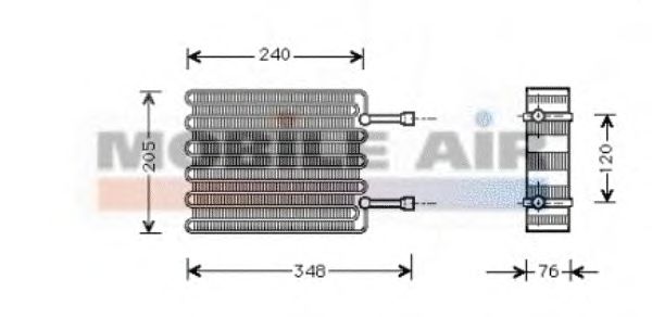 Evaporator, air conditioning 1800V022