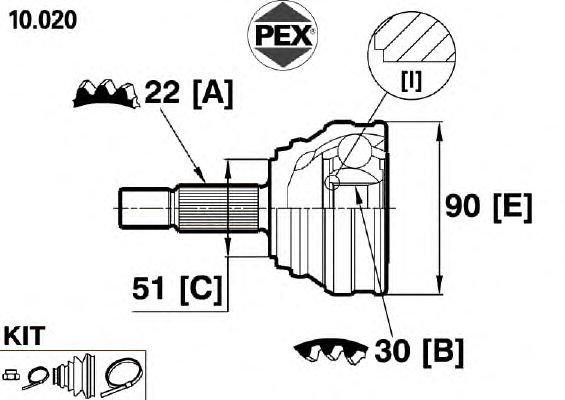 Joint, drive shaft 10.020