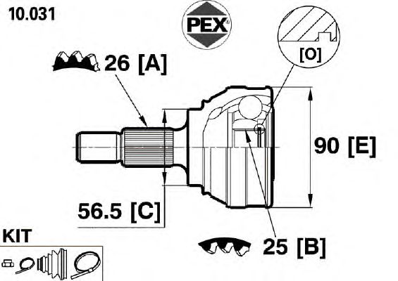 Joint, drive shaft 10.031