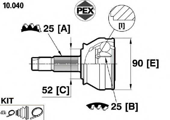 Joint, drive shaft 10.040
