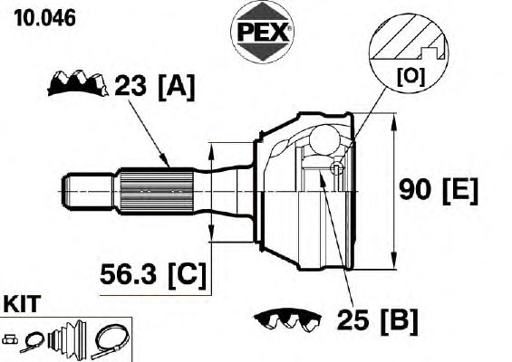 Joint, drive shaft 10.046