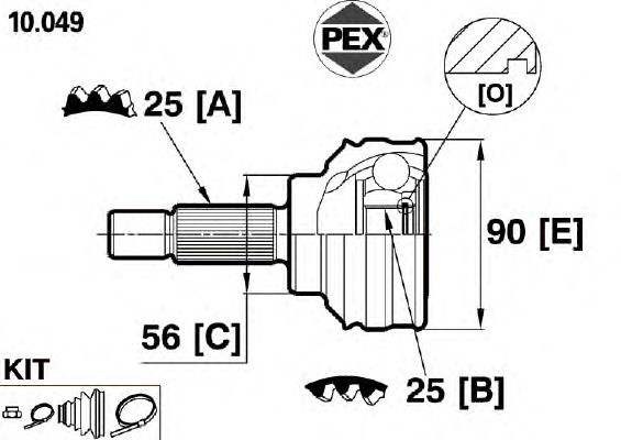 Joint, drive shaft 10.049