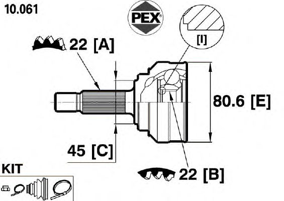 Joint, drive shaft 10.061