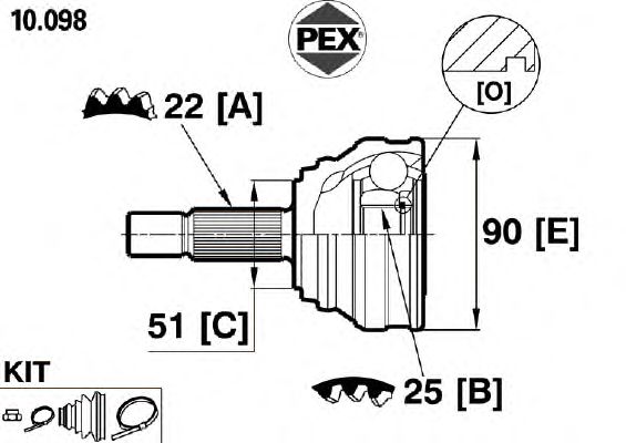 Joint, drive shaft 10.098