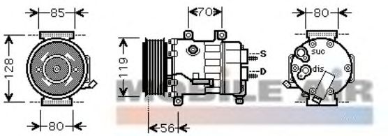 Compressor, airconditioning 6009K256