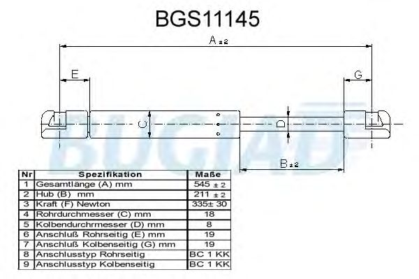 Gazli amortisör, Bagaj/Yükleme bölümü BGS11145