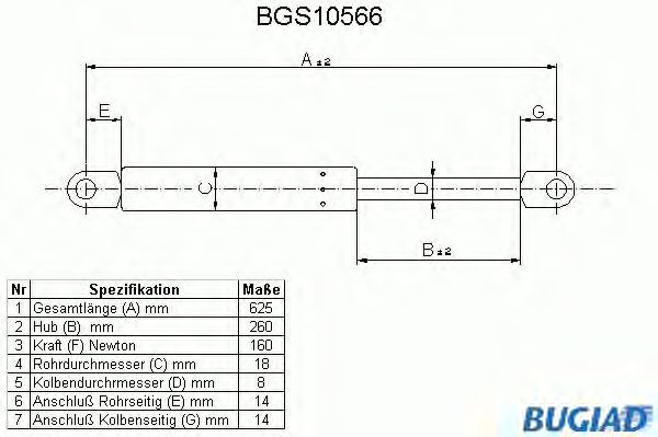 Vérin, capot-moteur BGS10566