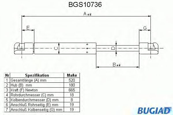 Gazli amortisör, Bagaj/Yükleme bölümü BGS10736