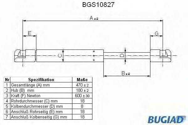 Ammortizatore pneumatico, Cofano bagagli /vano carico BGS10827