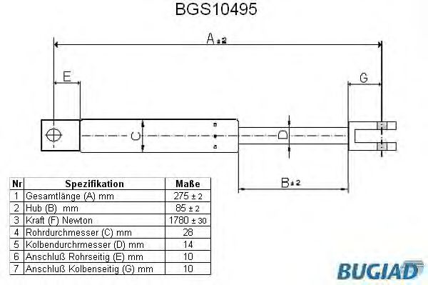 Gazli amortisör, Bagaj/Yükleme bölümü BGS10495