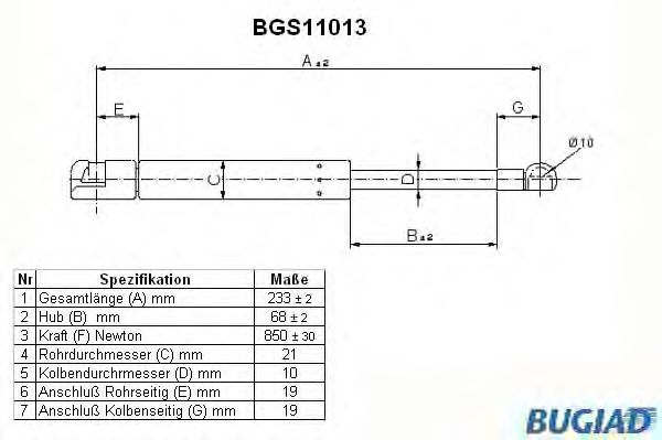 Gazli amortisör, Motor kaputu BGS11013