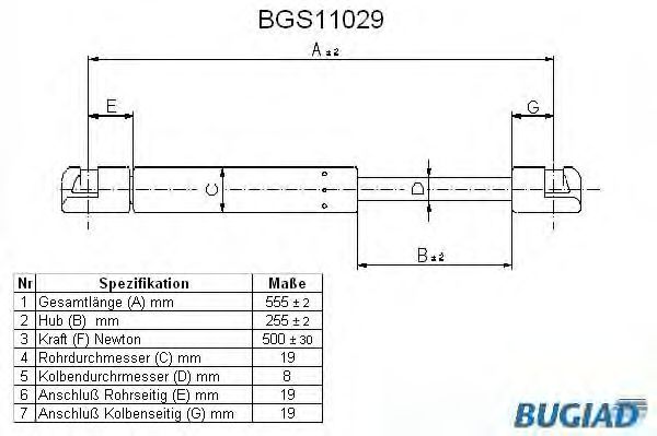 Gazli amortisör, Bagaj/Yükleme bölümü BGS11029
