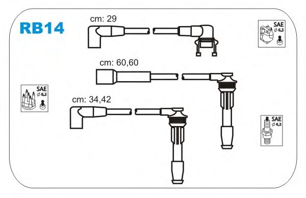 Комплект проводов зажигания RB14