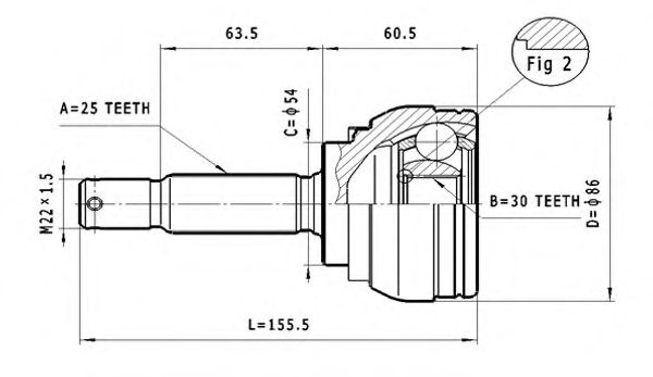 Joint Kit, drive shaft C.625