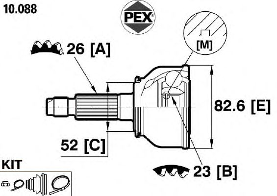 Joint, drive shaft 10.088