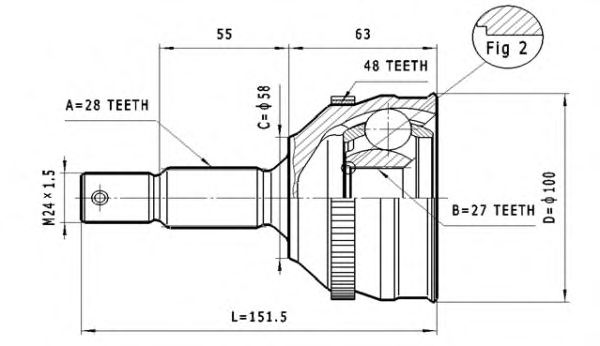 Joint Kit, drive shaft C.107
