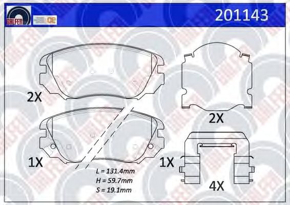 Brake Pad Set, disc brake 201143