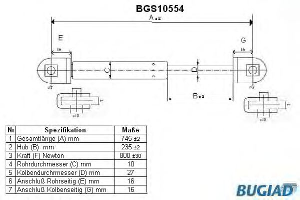 Gazli amortisör, Bagaj/Yükleme bölümü BGS10554