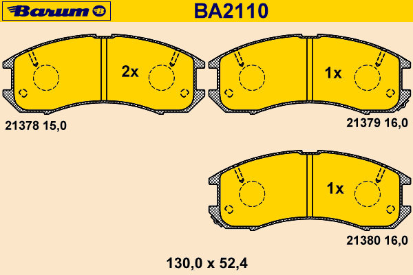 Комплект тормозных колодок, дисковый тормоз BA2110
