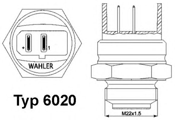 Temperatuurschakelaar, radiateurventilator; Temperatuurschakelaar, radiateurventilator 6020.95D