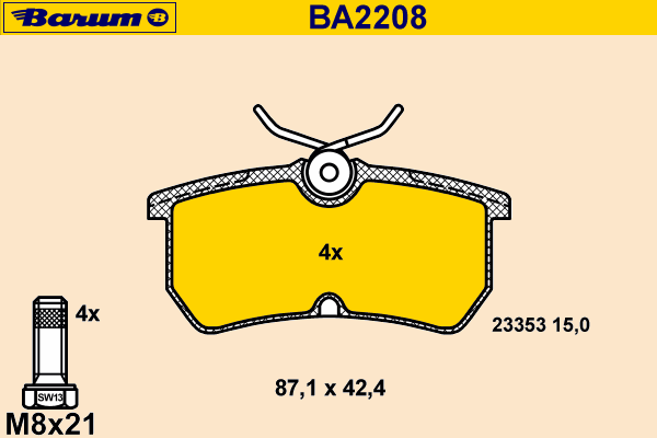 Remblokkenset, schijfrem BA2208
