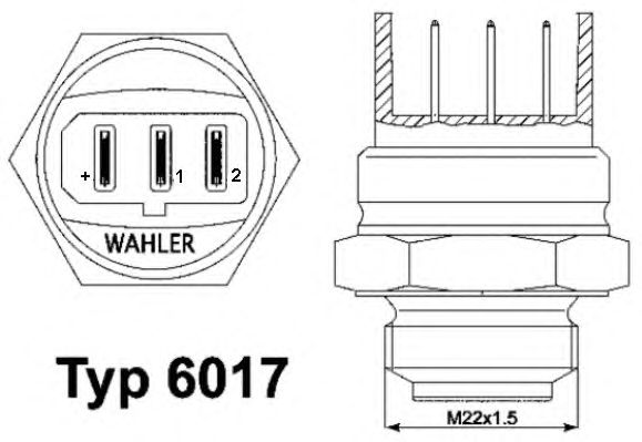 Interruptor de temperatura, ventilador do radiador; Interruptor de temperatura, ventilador do radiador 6017.95D