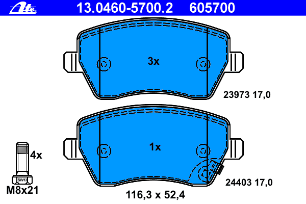 Brake Pad Set, disc brake 13.0460-5700.2