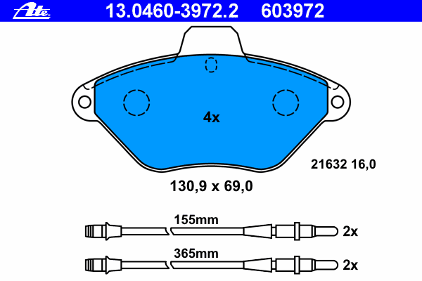 Комплект тормозных колодок, дисковый тормоз 13.0460-3972.2