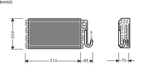Evaporator, air conditioning BWV025