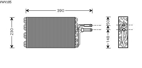 Evaporator, air conditioning VWV185