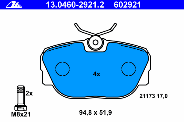Kit de plaquettes de frein, frein à disque 13.0460-2921.2