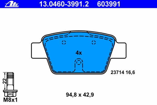 Brake Pad Set, disc brake 13.0460-3991.2