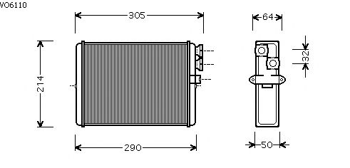 Permutador de calor, aquecimento do habitáculo VO6110
