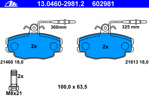 Brake Pad Set, disc brake 13.0460-2981.2
