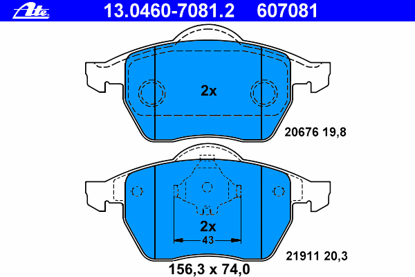 Brake Pad Set, disc brake 13.0460-7081.2
