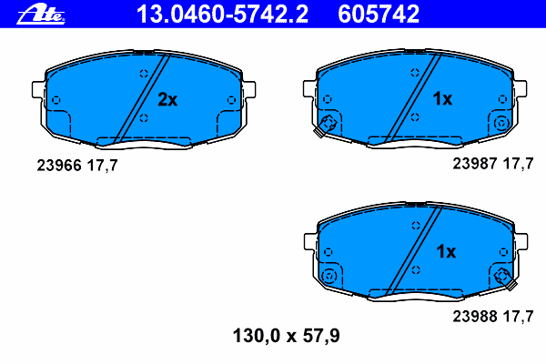 Комплект тормозных колодок, дисковый тормоз 13.0460-5742.2