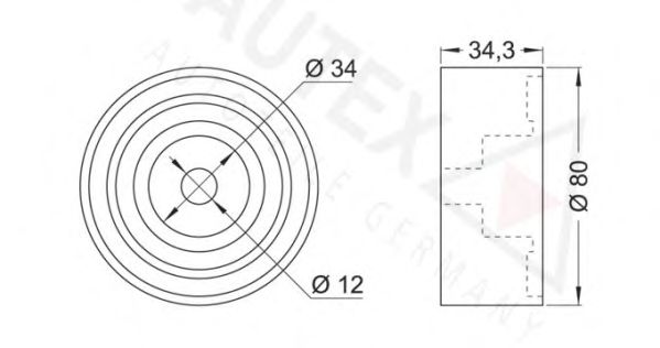 Deflection/Guide Pulley, timing belt 654428