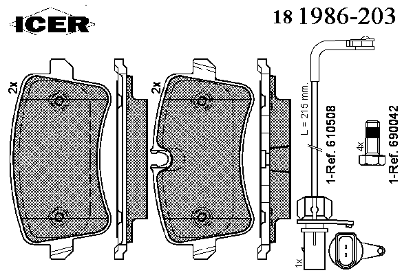 Kit de plaquettes de frein, frein à disque 181986-203
