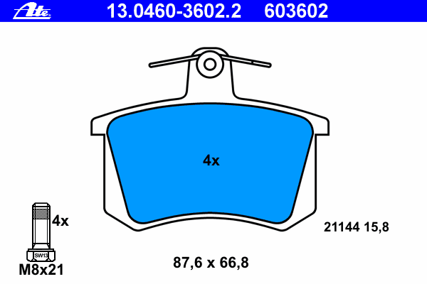 Kit de plaquettes de frein, frein à disque 13.0460-3602.2