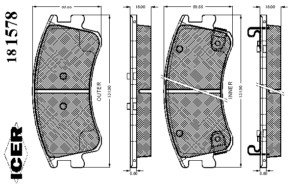 Комплект тормозных колодок, дисковый тормоз 181578