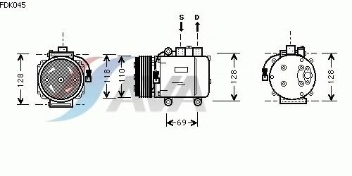 Kompressor, klimaanlæg FDK045
