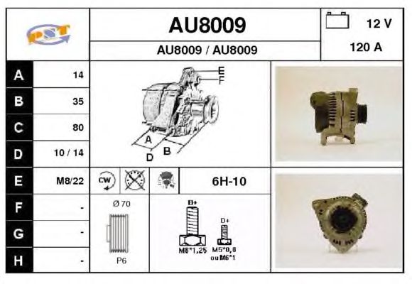 Alternator AU8009