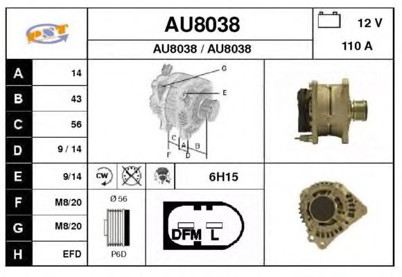 Alternator AU8038