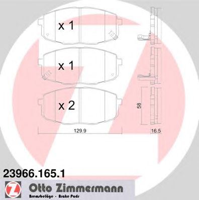 Комплект тормозных колодок, дисковый тормоз 23966.165.1