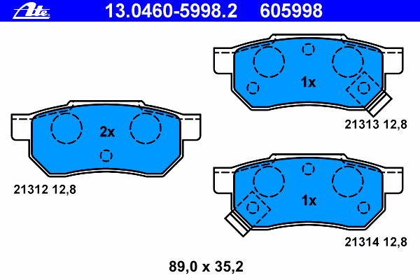 Комплект тормозных колодок, дисковый тормоз 13.0460-5998.2