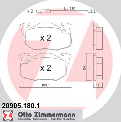 Комплект тормозных колодок, дисковый тормоз 20905.180.1
