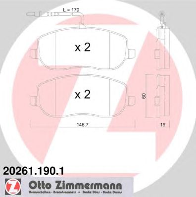 Kit de plaquettes de frein, frein à disque 20261.190.1